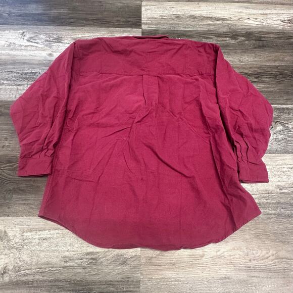 Eddie Bauer Bainbridge Flannel Vintage 90s Wine Red Men L Chamois Button Shirt - Picture 2 of 12